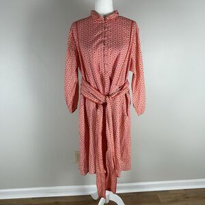 Victoria Dunn Pink Floral Midi Dress with Yellow Accents